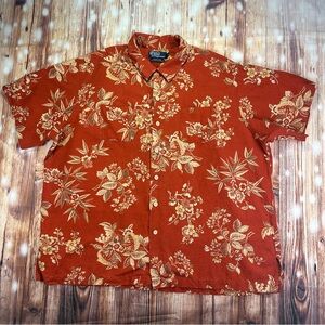 Vintage Polo Ralph Lauren Camp Hawaiian Men’s  Shirt Red Floral Size XXL
